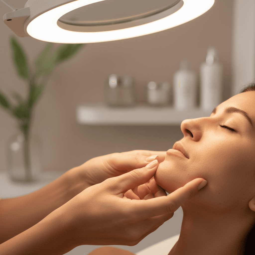 Male client discussing skincare needs with beauty specialist