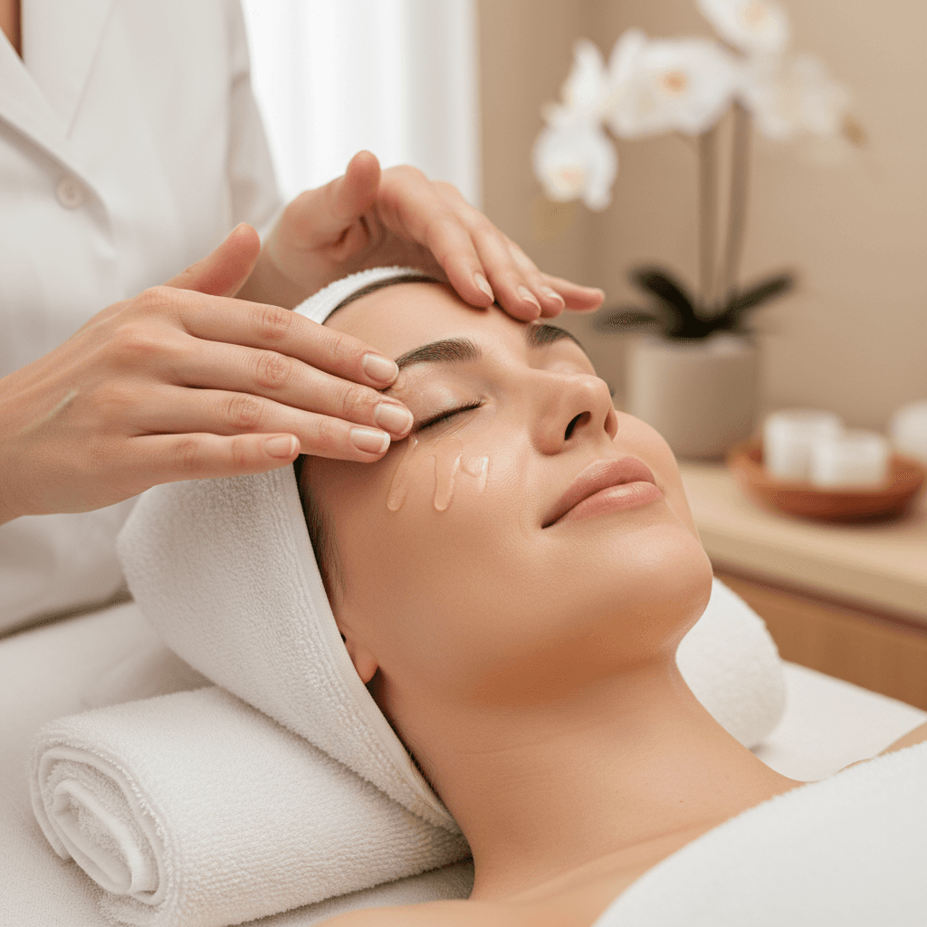 Professional skincare consultation and facial treatment